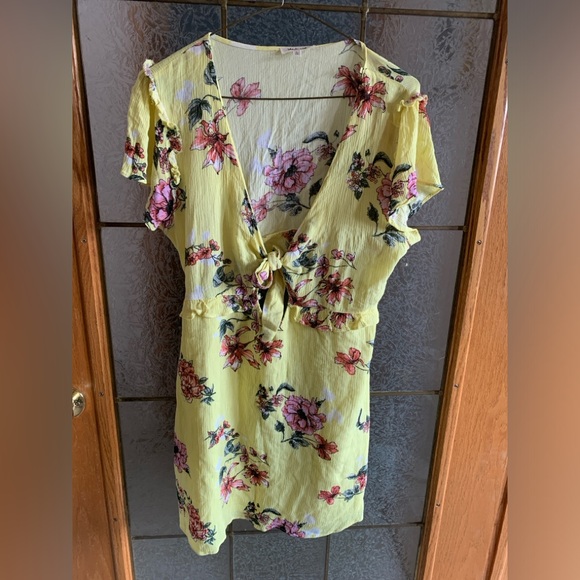 BLEUH CIEL 100% RAYON FLORAL OPEN BACK DRESS 20” PTP - Picture 5 of 8